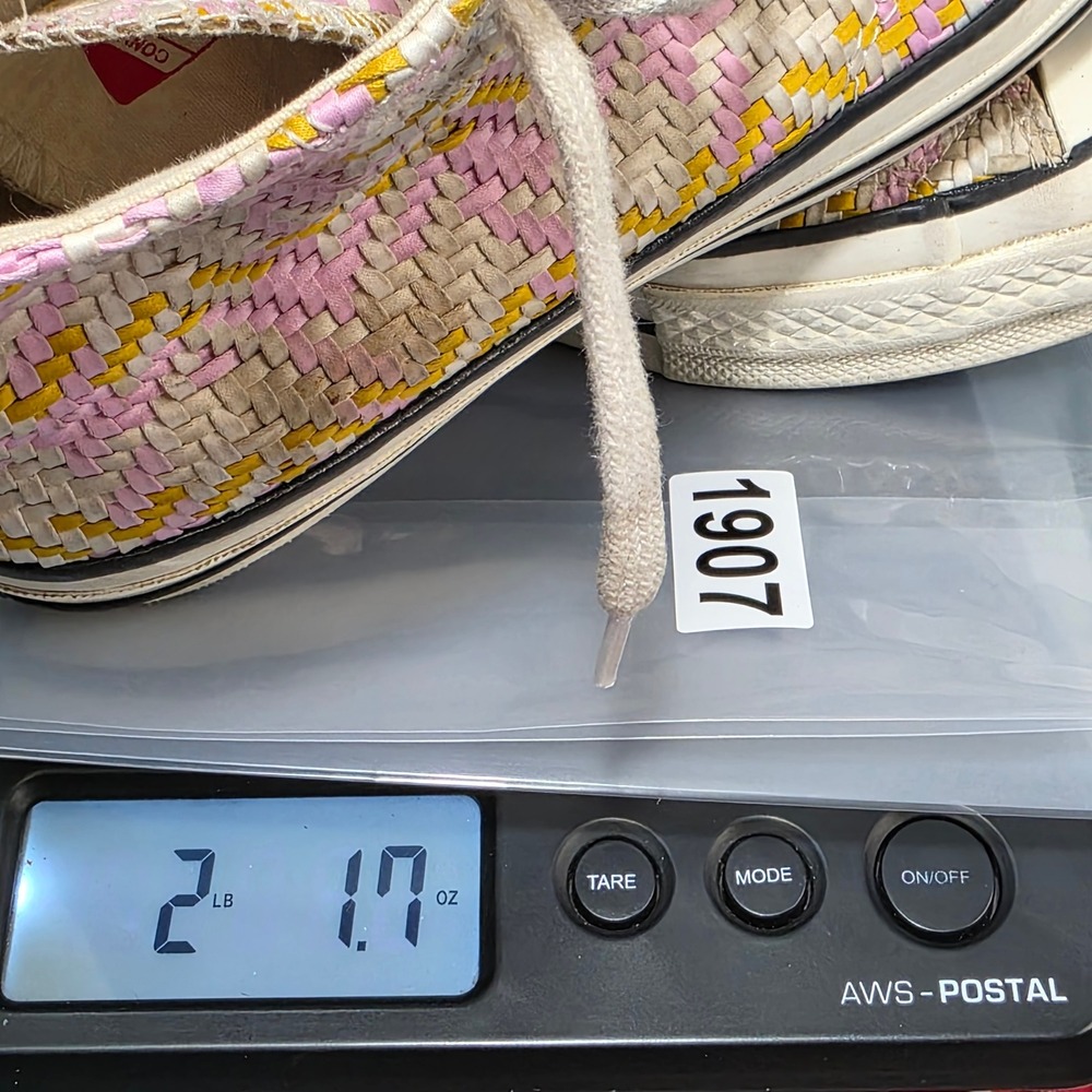 Converse Chuck 70 High Top Sneakers Womens 9 Mens 7 Pink Yellow Woven Chevron - Picture 10 of 10